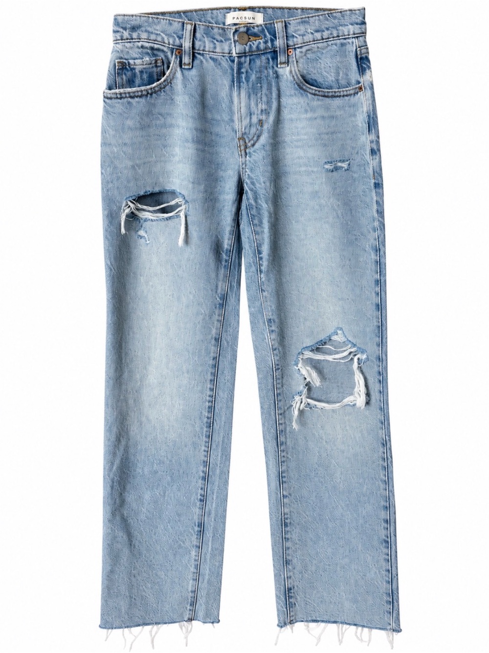 PacSun Light Wash Distressed Straight-Leg Jeans for Men